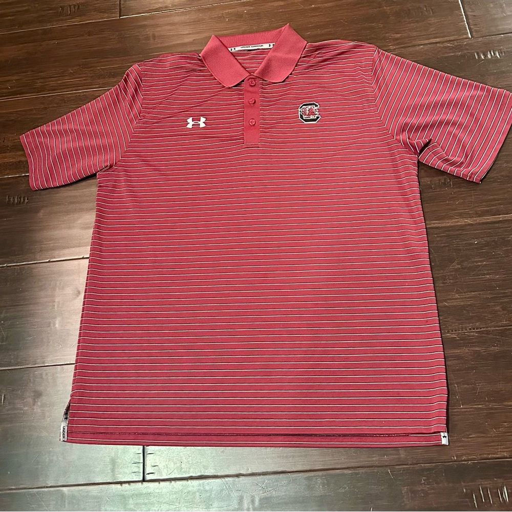 Under Armour University of South Carolina Men's Garnet  Striped Polo Shirt XL